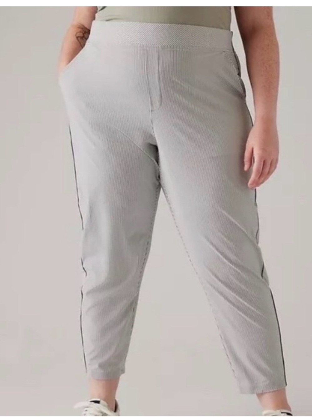 NWT Athleta Women's Brooklyn Textured Ankle Pant In City Stripe Size 22